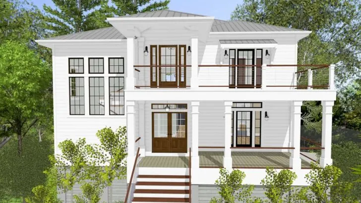 Low Country 5-Bedroom 2-Story House with Double-Decker Porches (Floor Plan)