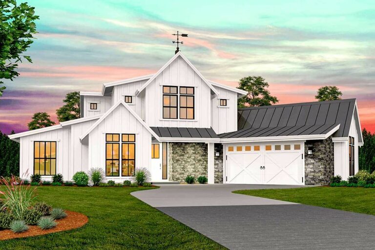 2-Story 5-Bedroom Modern Farmhouse with 2-Story Foyer and Great Room (Floor Plan)
