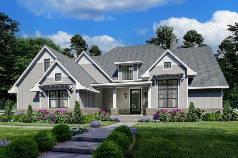 Flexible 2-Story 4-Bedroom New American House with Expansion Over Garage (Floor Plan)