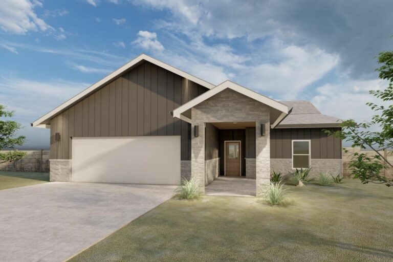 3-Bedroom One-Story House with 2-Car Garage (Floor Plan)