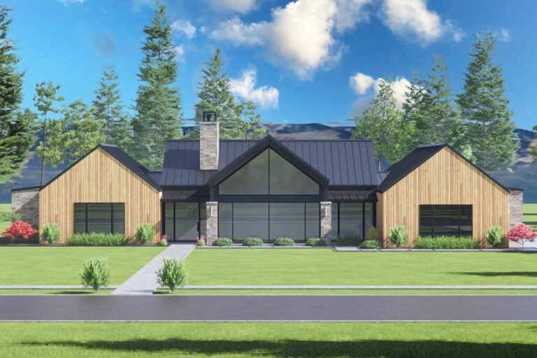4-Bedroom Single-Story Modern Farmhouse with Opulent Outdoor Spaces (Floor Plan)