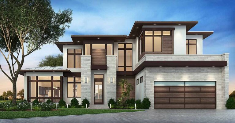 Dual-Story 3-Bedroom Modern House with Outdoor Living Room (Floor Plan)