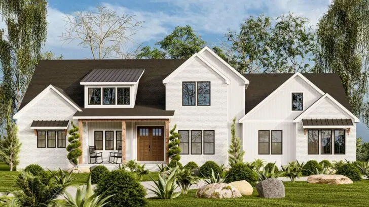 2-Story 5-Bedroom New American House with Two-Story Great Room and 3-Car Garage (Floor Plan)