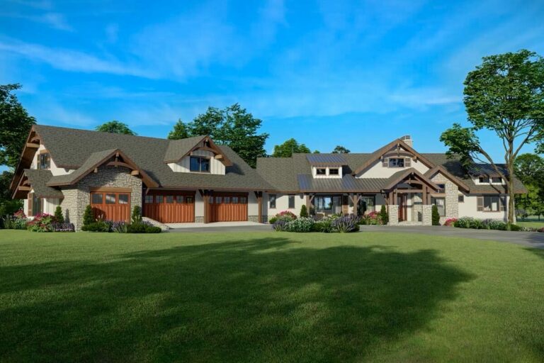 4-Bedroom 2-Story Mountain House with 4-Car Garage + RV Storage (Floor Plan)