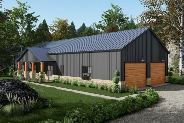 4-Bedroom One-Story Modern Ranch with 14 Foot Ceilings in Open Living Area (Floor Plan)