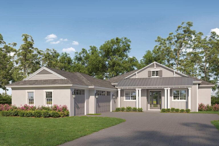 3-Bedroom Single-Story Modern Farmhouse with Covered Lanai and Outdoor Kitchen (Floor Plan)