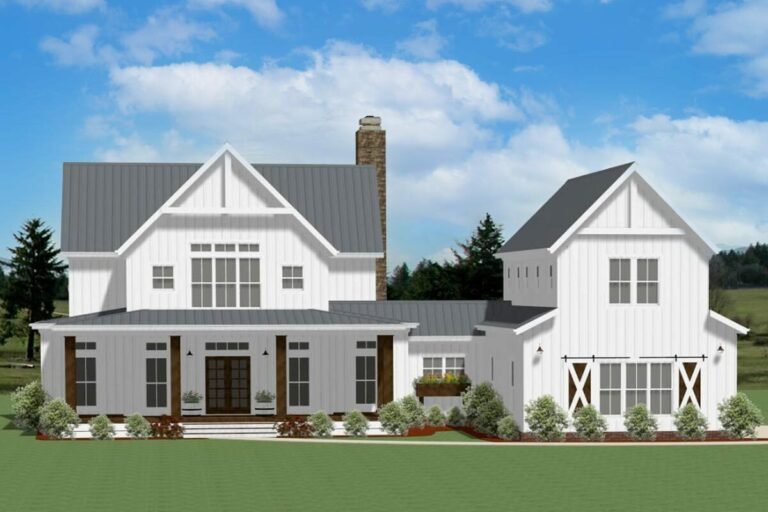 4-Bedroom Two-Story Modern Barndominium Farmhouse With Barndominium Garage (Floor Plan)