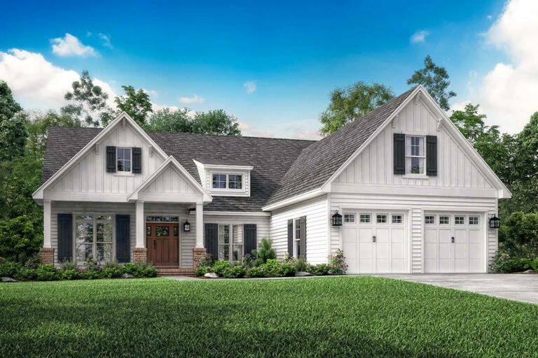 3-Bedroom 2-Story Craftsman House With Luxurious Master Suite (Floor Plan)
