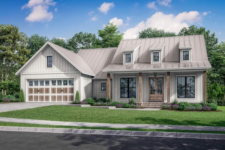 1-Story 3-Bedroom Modern Country Farmhouse with Multi-Purpose Pantry (Floor Plan)