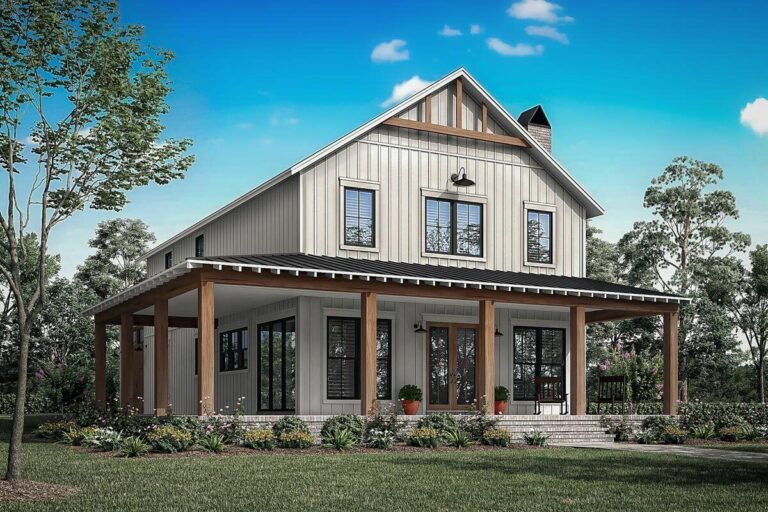 4-Bedroom 2-Story Barndominium-Style Farmhouse with Large Loft (Floor Plan)