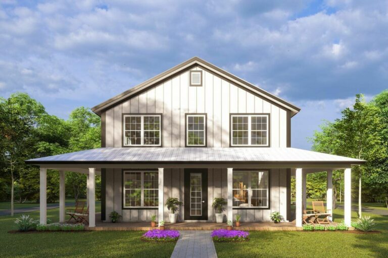 4-Bedroom 2-Story Barndominium Home with Wrap-Around Porch and Game Room (Floor Plan)