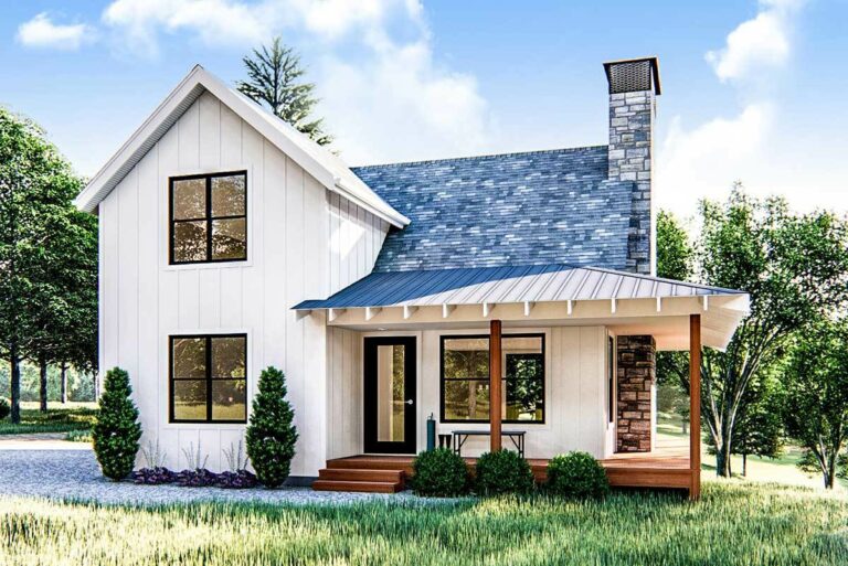2-Story 2-Bedroom Modern Farmhouse with Upstairs Loft (Floor Plan)