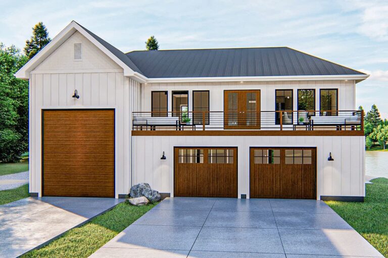 2-Bedroom 2-Story New American Carriage House with Pull-Through RV Garage (Floor Plan)