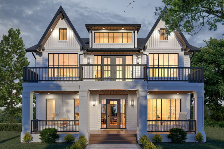 4-Bedroom 2 Story New American Transitional House with Home Office and Flex Space (Floor Plan)