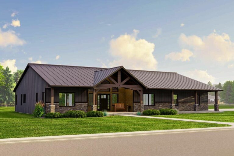 3-Bedroom One-Story Craftsman Barndo House with RV-Friendly Garage (Floor Plan)