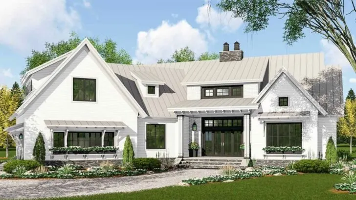 Expandable 4-Bedroom 2-Story Farmhouse with Gaming Loft Option (Floor Plan)