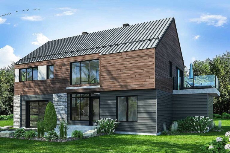4-Bedroom 2-Story Modern Barndominium-Style House with Huge Deck and Upside-down Layout (Floor Plan)