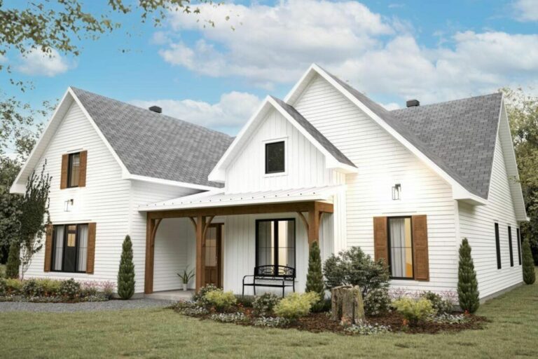 Multi-Generational 4-Bedroom 2-Story Modern Farmhouse with In-Law Apartment (Floor Plan)