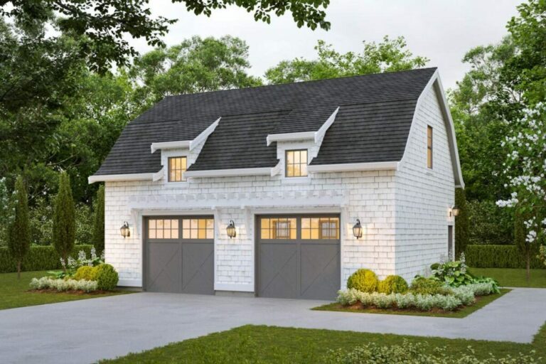 2-Story 2-Car Barndominium Style Garage with Flexible Space Above (Floor Plan)