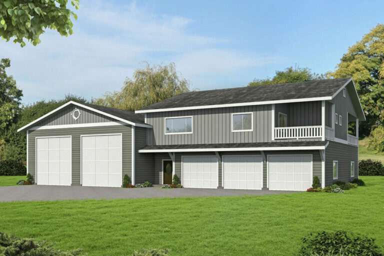 3-Bedroom 2-Story Shouse Barn Style House with Shop Plus a 3-Car Garage (Floor Plan)