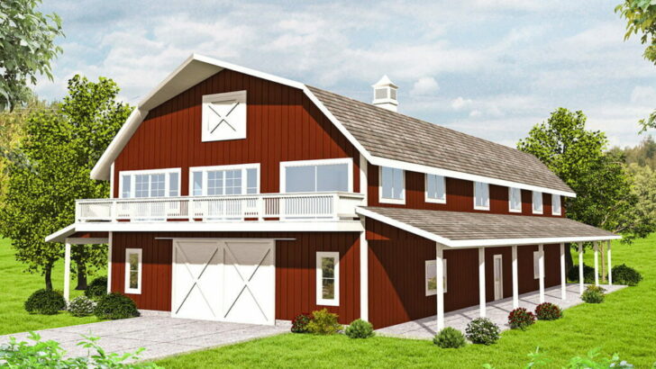3-Bedroom 2-Story Barn Style House with Boat Storage (Floor Plan)