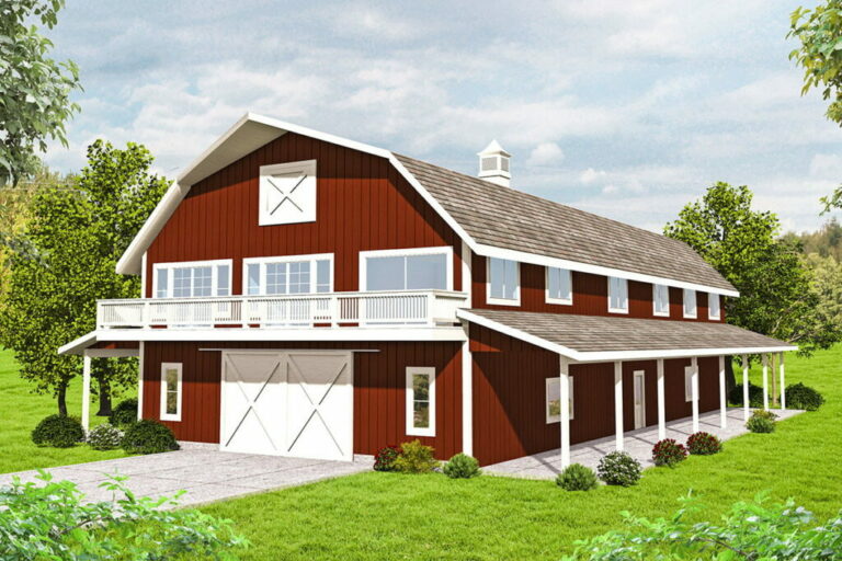 3-Bedroom 2-Story Barn Style House with Boat Storage (Floor Plan)