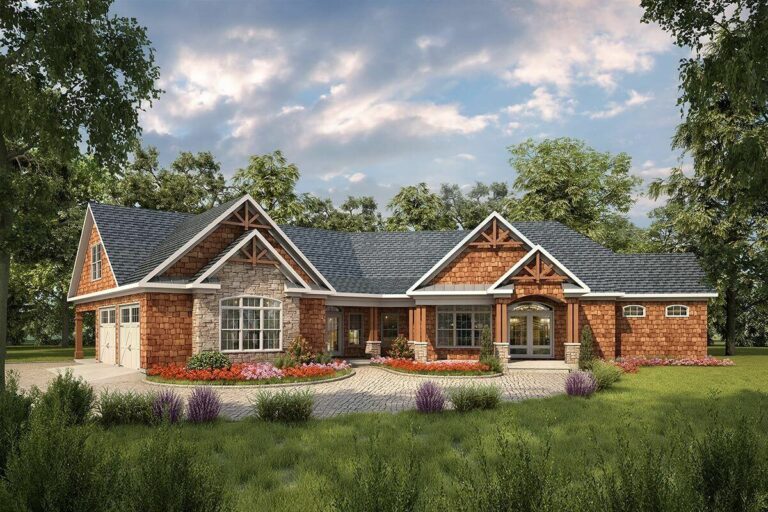4-Bedroom 2-Story Angled Craftsman House with Bonus Expansion (Floor Plan)