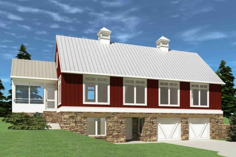 Dual-Story 3-Bedroom Modern Barndominium House with Cozy Loft (Floor Plan)