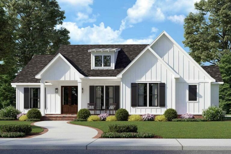 Split 3-Bedroom 1-Story Modern Farmhouse with Side-Loading Carport (Floor Plan)