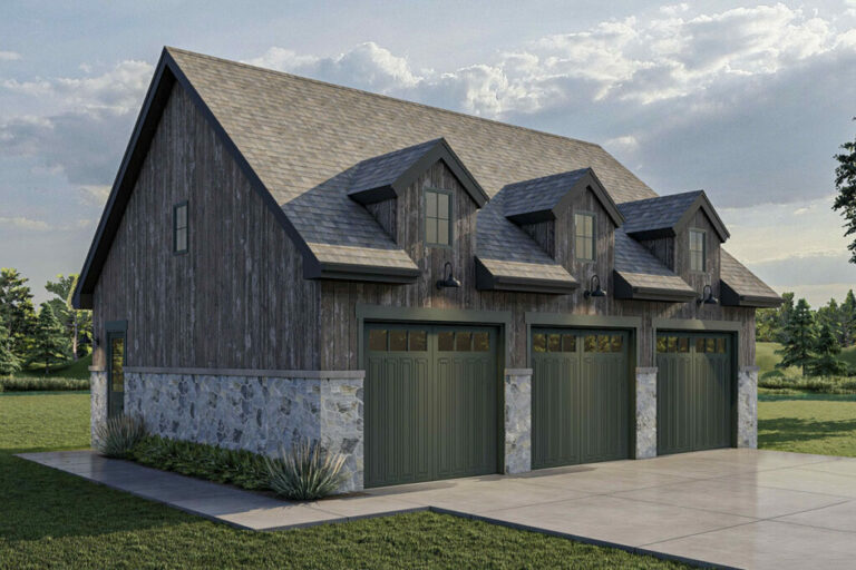 3-Car Single-Story Barndominium Garage with Spacious Attic Storage (Floor Plan)