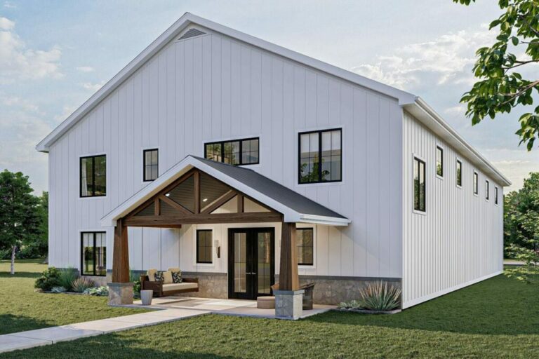 1-Bedroom Dual-Story Barndominium Style House With Massive Workshop and Apartment Above (Floor Plan)
