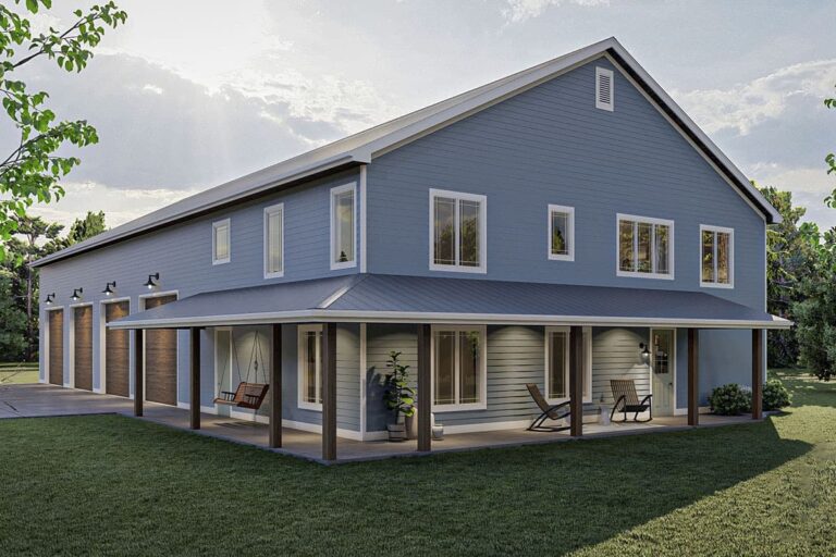 1-Bedroom 2-Story Barndominium Shouse with Workshop, Office and Living Quarters (Floor Plan)