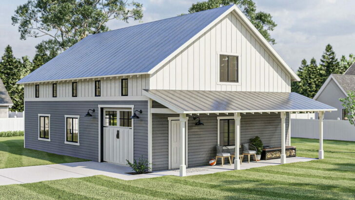 4-Car 1-Story Barn Style Detached Garage with Daylight-Enhancing Clerestory Windows (Floor Plan)
