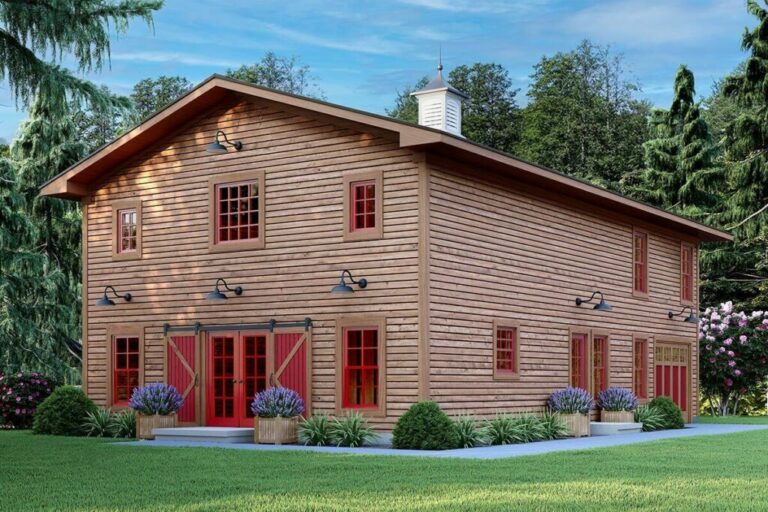 Dual-Story 4-Bedroom Barndominium Style House with Hearth Room (Floor Plan)