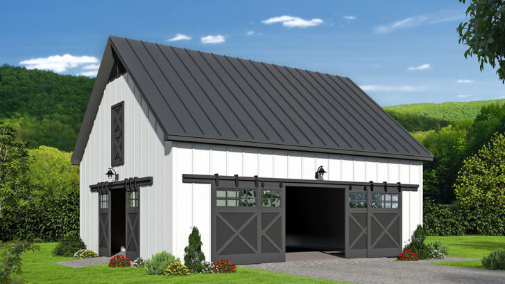 7-Car 2-Story Barn-Style Garage with Spacious Vaulted Loft (Floor Plan)