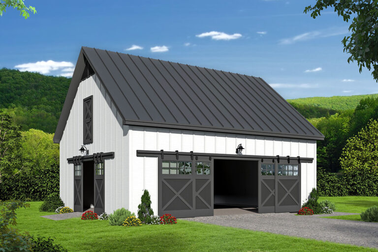 7-Car 2-Story Barn-Style Garage with Spacious Vaulted Loft (Floor Plan)