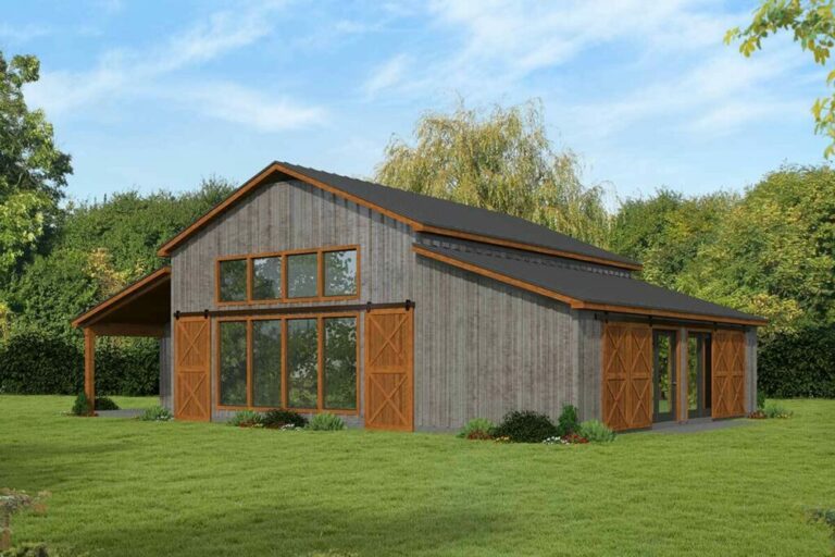 3-Bedroom 2-Story Barndominium House with Vaulted Living Room and Loft (Floor Plan)