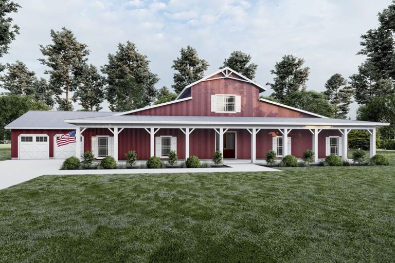 5-Bedroom Dual-Story Modern Barndominium Farmhouse with Exclusive Exterior (Floor Plan)