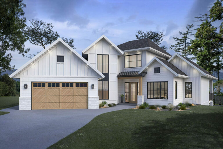 Dual-Story 4-Bedroom New American Farmhouse with Walkout Basement (Floor Plan)