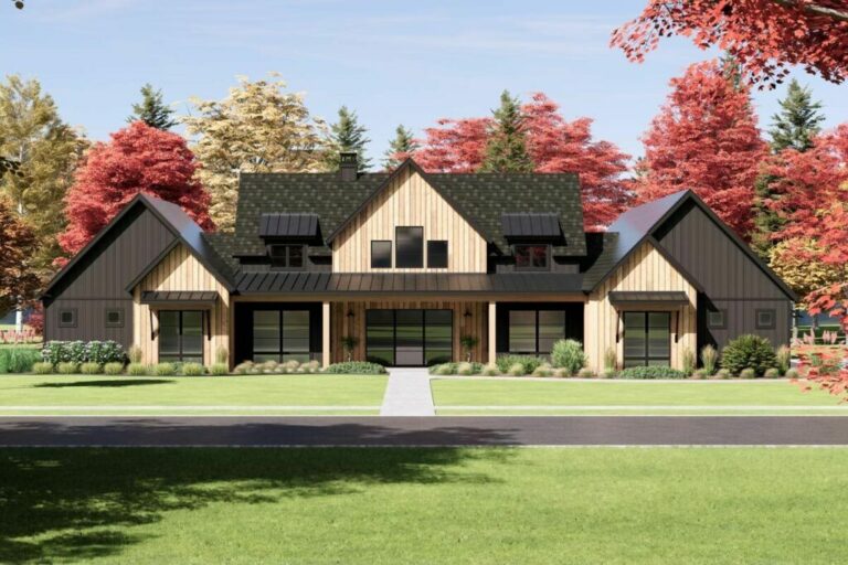 Rustic 4-Bedroom Single-Story Modern Farmhouse with Vaulted Great Room (Floor Plan)