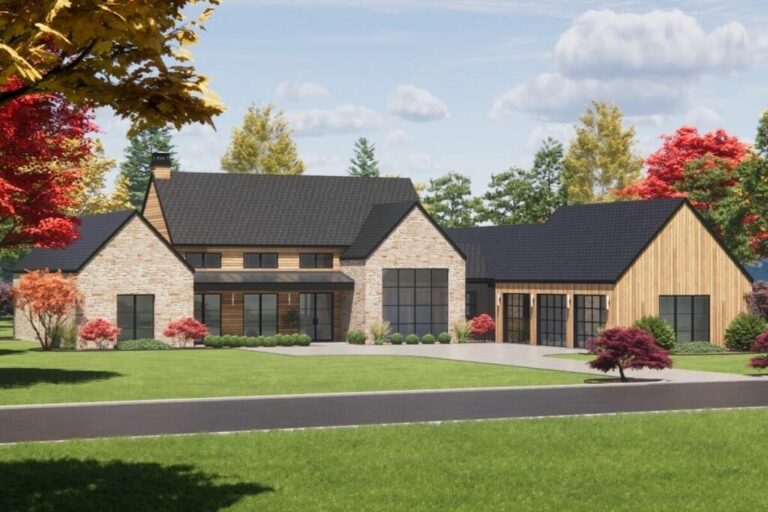 Split-Bed 4-Bedroom 1-Story Scandinavian Farmhouse with 16-Foot Vaulted Great Room (Floor Plan)