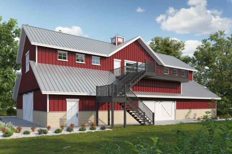 2-Story Country Barn Style Loft with Upstairs Deck (Floor Plan)