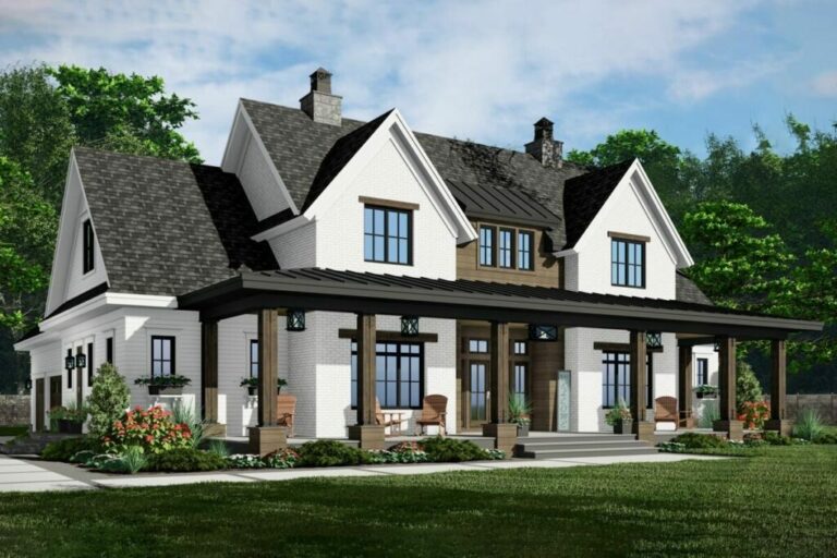 4-Bedroom 2-Story Modern Farmhouse with Home Office and Bonus Expansion (Floor Plan)