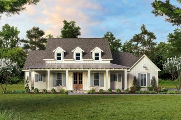 4-Bedroom Single-Story Farmhouse with Ample Storage Space (Floor Plan)