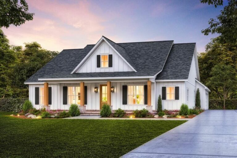 One-Story 4-Bedroom Modern Farmhouse with Optionally Finished Bonus Room (Floor Plan)