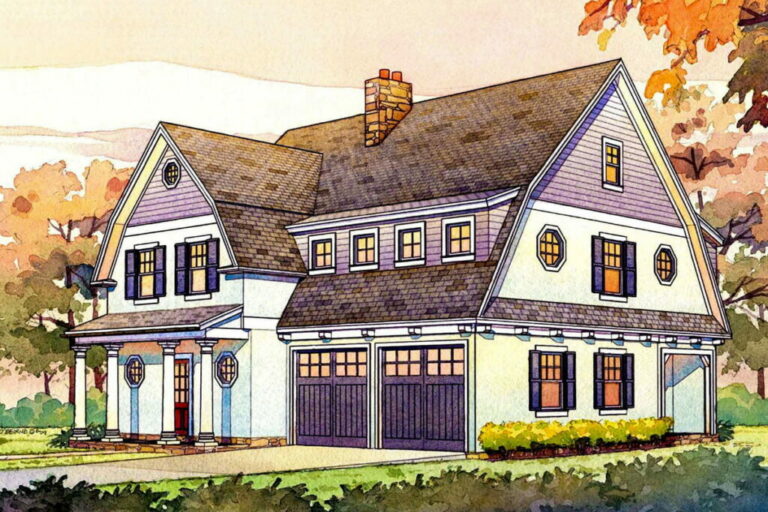 3-Bedroom 2-Story Barndominium Style Gambrel House with South-Facing Solar Gain (Floor Plan)