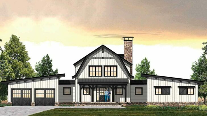 2-Story 3-Bedroom Country Barndominium Farmhouse with Master Suite (Floor Plan)