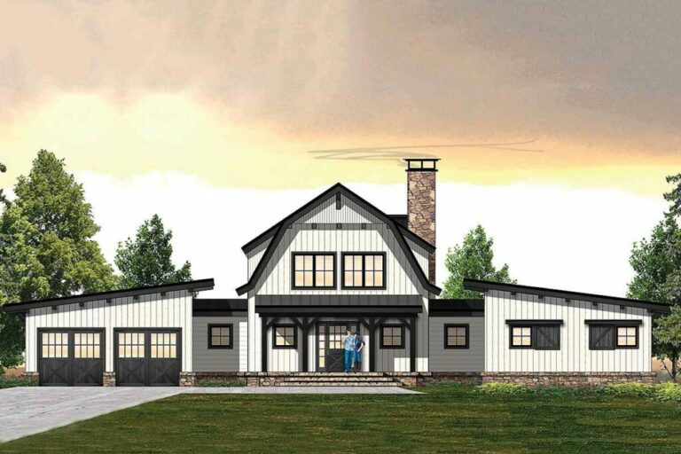 2-Story 3-Bedroom Country Barndominium Farmhouse with Master Suite (Floor Plan)