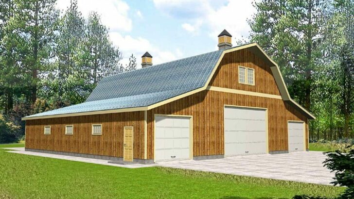 2-Car 1-Story Barn-Style Garage with Drive-Through Bays and Dual Workshops (Floor Plan)