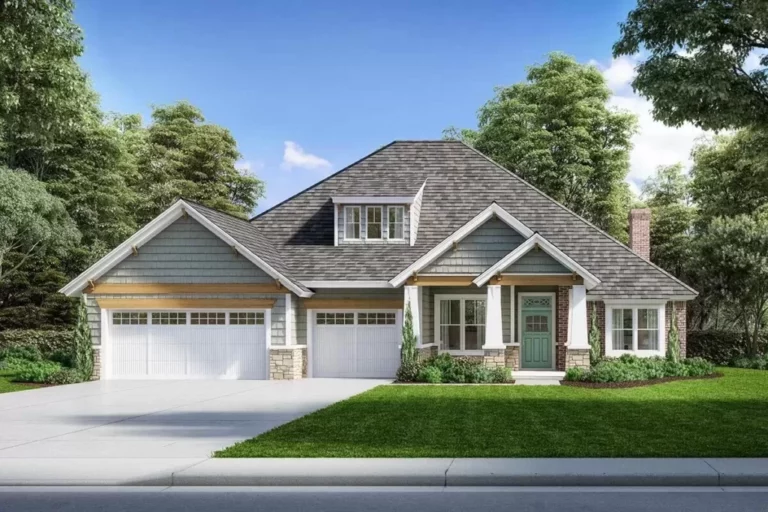 Two-Story 4-Bedroom Craftsman House With Private Master Suite (Floor Plan)